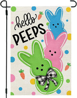 CROWNED BEAUTY Easter Garden Flag Bunny Peeps 12x18 Inch Double Sided Holiday Decoration for Outdoor Lawn Yard