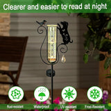 Rain Gauge Outdoor with Large Number Scale,Solar Powered Decorative Dog and Bird Garden Stake for Outside,Yard, Lawn, Pathway