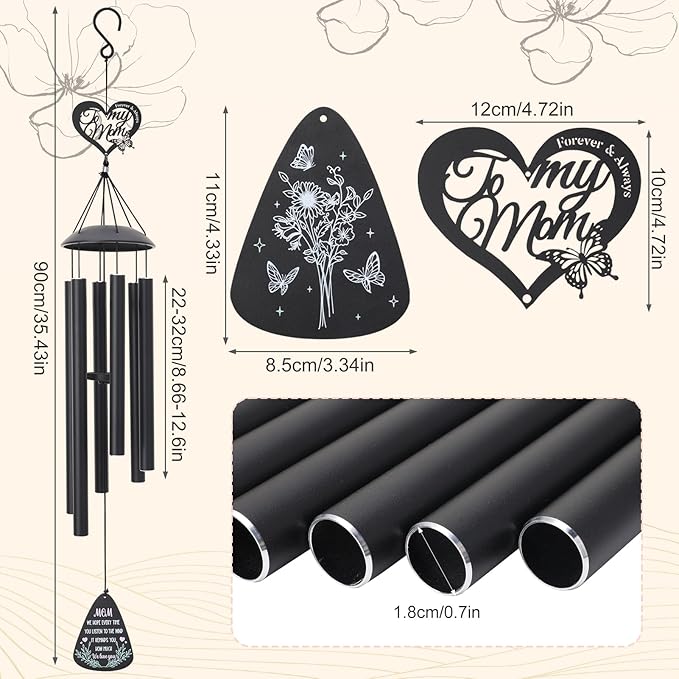 Gifts for Mom 35'' Moms Wind Chimes for Mothers Day Mom Birthday Gift from Daughter Son Love Reminder Gifts Windchimes Outside for Home, Patio, Garden Decor