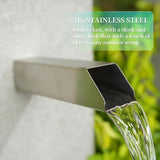 2 Inch 316 Stainless Steel Square Outdoor Water Fountain Spout, Waterfall Spillway Scupper with Integrated Spray Baffle for Landscape Decors, Pools, Ponds, Water Walls (Silver)