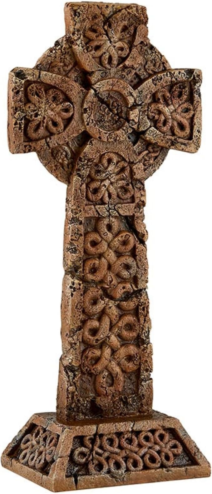 Christian Brand Avalon Gallery Standing Celtic Cross Garden Statue, Stone Resin Indoor Outdoor Décor, 16" Tall x 7" Wide