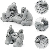 Hoypeyfiy 3Pcs Playing Chess Old Man Statue,Garden Figurines Set,Zen Garden Accessories,Outdoor Decor Sandstone for Bonsai,Micro Landscape Decoration,Garden,Patio,Yard,Lawn,Backyard