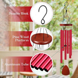 Leinuosen Wind Chimes for Outside Wind Chimes Outdoors Deep Tones 28" with 6 Aluminum Tubes Memorial Sympathy Windchime for Valentine Tree Decor Garden Courtyard Mom Loved One Gifts(Classic,Red)