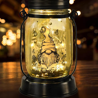 Gnome Gifts for Women/Men Gnome Lovers Solar Lantern Mom Birthday, Mothers Day, Christmas Gifts, Dwarf Solar Funny Garden Decoration Outside for Yard, Patio,Backyard,Porch, Torches
