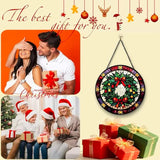Stained Glass Window Hanging - Christmas Wreath Ornament 6.3 Inches Suncatcher for Garden Home Decor for Women Mon Grandma Friends
