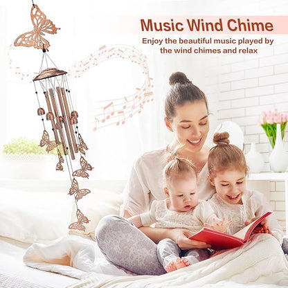 Butterfly Wind Chimes Outdoor Butterfly Gifts for Women/Men/Mom/Grandma/Wife Birthday Gifts Memorial Gift Metal WindChimes for Outside/Indoors, Home, Lawn, Porch, Patio, Garden Decor, Yard Decorations
