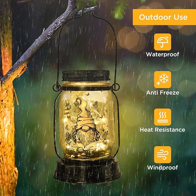 Gnome Gifts for Women/Men Gnome Lovers Solar Lantern Mom Birthday, Mothers Day, Christmas Gifts, Dwarf Solar Funny Garden Decoration Outside for Yard, Patio,Backyard,Porch, Torches