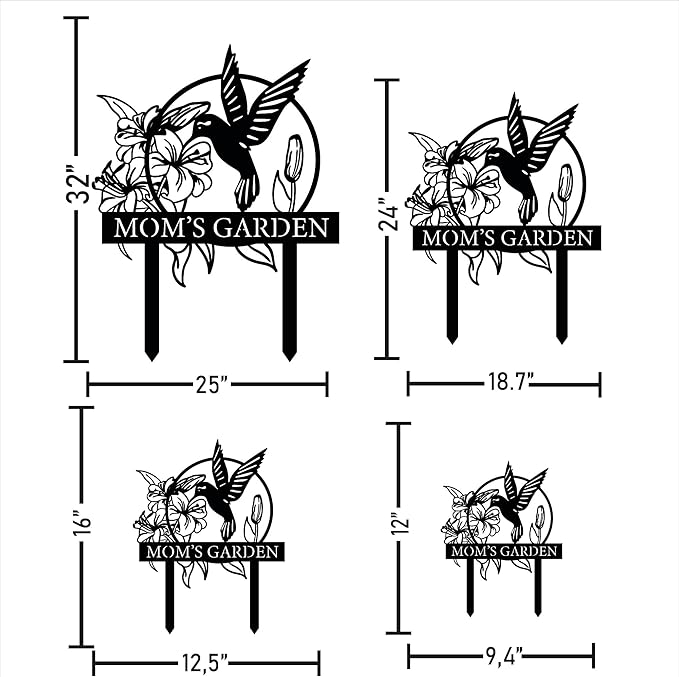 Custom Hummingbird Metal Garden Sign with Stakes, Bird Garden Decorations, Flower Design Personalized Garden Sign, Custom Garden Name Sign, Yard Decor, Home Gift