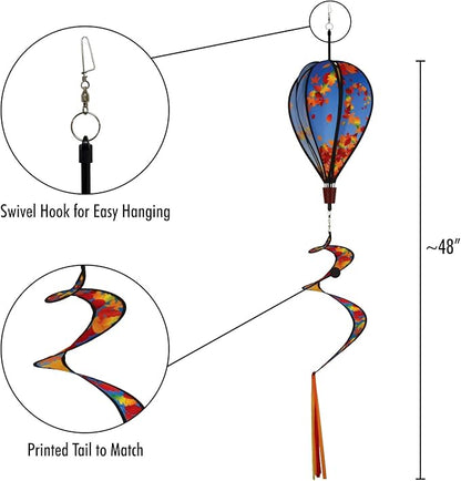 In the Breeze 0986 Fall Leaves Spinner Hot Air 6 Panel Spinning Balloon-Outdoor Autumn Decoration,10.5" W x 16" w/ 30" Tail,986