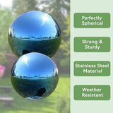 Lily's Home Stainless Steel Gazing Globe Mirror Ball, Colorful and Shiny Addition to Any Garden or Home. Blue. (12 Inch)
