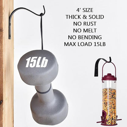 4 Inch Iron Wall Hooks for Plant Hanger Bracket Indoor Outdoor, Wall Mount Rustic Decor for Light, Lanterns Fence, Bird Feeders, Wind Chimes