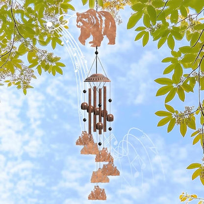 OLYCRAFT Bear Metal Wind Chimes Outdoors Wind Chime Sympathy Memorial Windchime Outdoors Sympathy Windbell Memorial Presents Hanging Windbell for Patio Backyard Home Garden Yard Wedding Decor-30 Inch