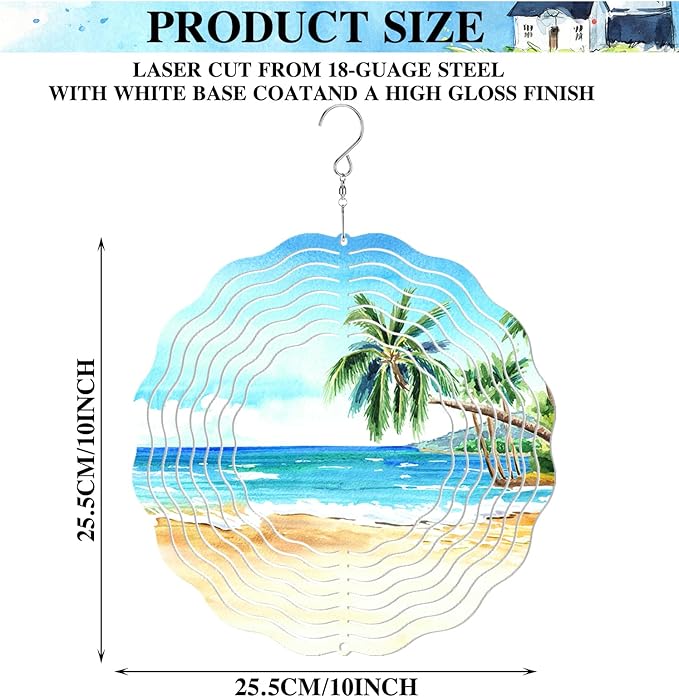 Weysat 6 Pack Sublimation Wind Spinner Blanks 3D Aluminum Wind Spinners Hanging Spinners DIY Crafts Ornaments for Indoor Outdoor Garden Yard Window Porch Front Door Decoration (10 Inch)