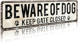 Retro Sign Tin Sign Beware of Dog Keep Gate Closed Aluminum Sign Outdoor Wall Decor Shed Garage Man Cave Kitchen 4X16 Inch