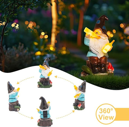 DKJOCKY Gnome Garden Decor Statue with Solar Light Lantern,Birthday Gifts for Women Mom Grandma,Funny Waterproof Resin Figurine Outdoor Decorations for Yard Patio Lawn Balcony Porch