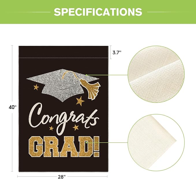 AVOIN colorlife Diploma Cap Congrats Grad House Flag Double Sided, Class Of 2026 Graduation Yard Outdoor Decoration 28 x 40 Inch