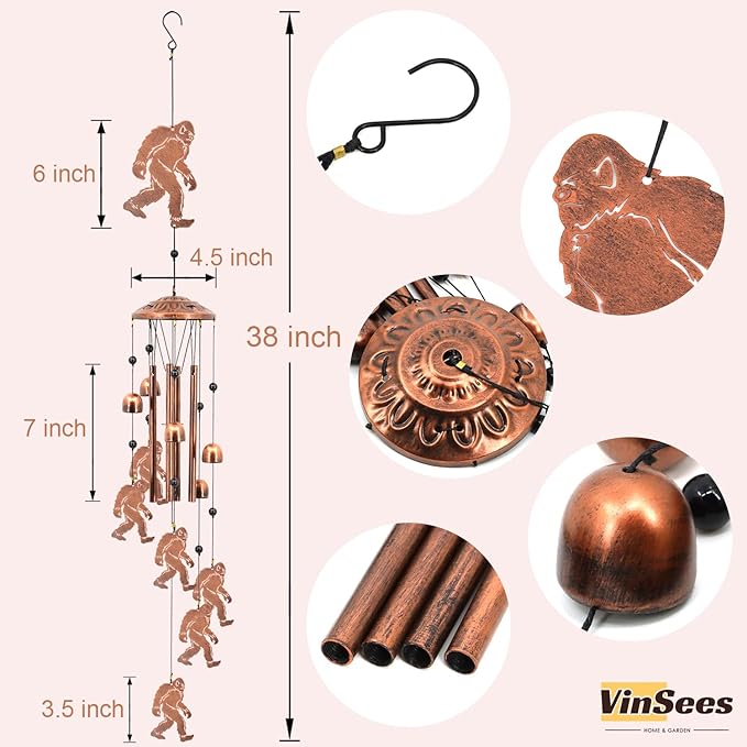 Big Foot Wind Chimes for Outside,Big Foot Sasquatch Memorial Gifts for Men/Women/Dad/Grandpa, Yard Outdoor Decor, Home Lawn Patio Garden Decoration (Big Foot)