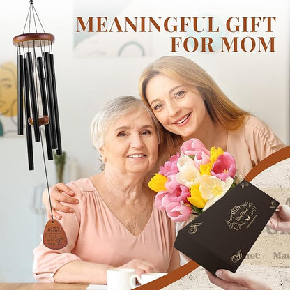 Memorial Sympathy Gifts for Loss of Mother, Memorial Wind Chimes for Loss of Mother Sympathy Gift, Bereavement Gifts for Loss of Mom, Windchimes in Memory of Mom Gold-MOM& Flower