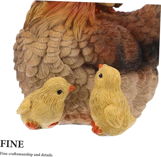 Garden Statues Resin Hen Figurine Chick Family Statue Lifelike Chicken Statue for Garden Farm Colorful Animal Figurines Outdoor Decor Yard Ornaments Decor