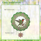 Hummingbird Wind Spinner,Metal Wind Spinners for Outdoor,3D Double Sided Hanging Decor for Indoor,Outdoor,Unique Gifts for Women