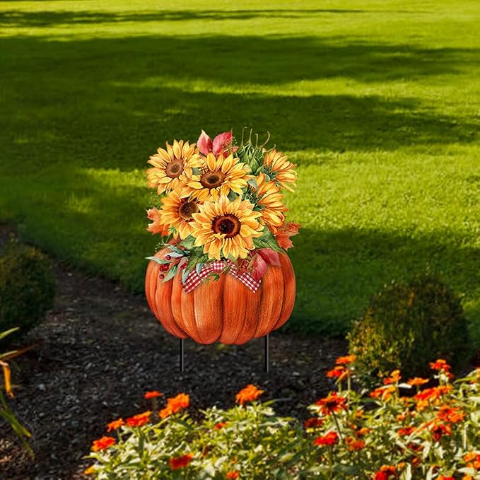 Briarwood Lane Sunflowers in Pumpkins Metal Art