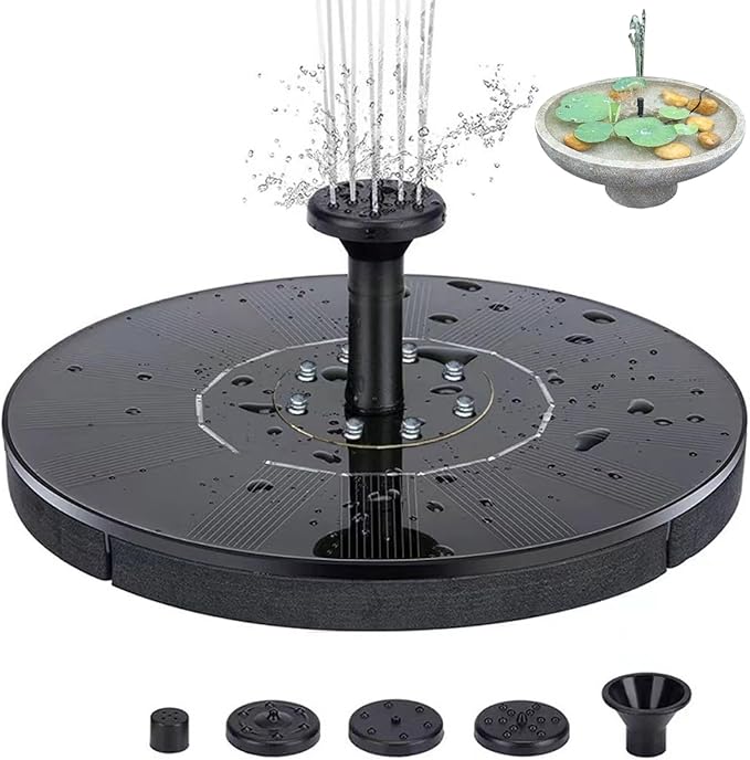 Solar Bird Bath Fountains Pump, 1W/1.4W Solar Powered Fountain Glass Panel with Fixed Rods, Standing Floating Water Fountain Pump for Bird Bath, Garden, Pond, Pool, Outdoor