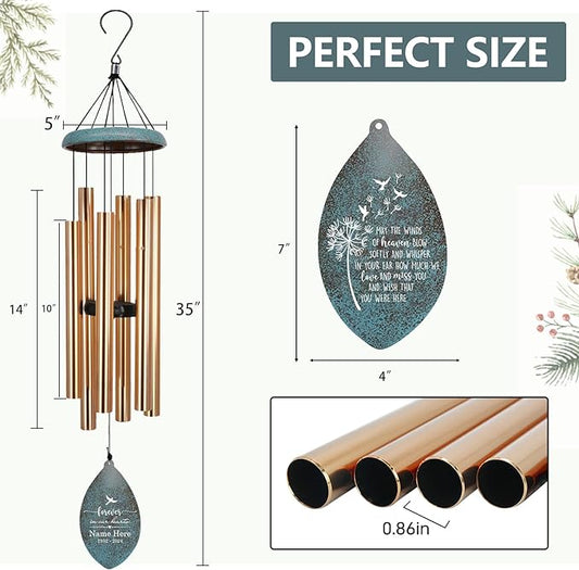 Memorial Wind Chimes for Loss of Loved One, Produced in USA Personalized Deep Tone Wind Chimes Memorial Gifts in Memory of a Loved One, Best Bereavement Gift Idea for Sympathy