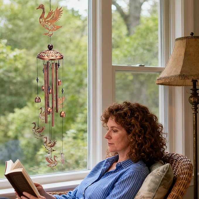 Duck Decor Wind Chimes - Ducks Gifts for Men Women Mom Wife Grandma Metal Animal Windchimes Indoor Outside Balcony Garden Lawn Patio Yard Decorations Birthday Christmas Sympathy Memorial Gift