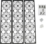 Metal Privacy Screen, 72" H x 44" W Freestanding Privacy Screens, Patio Decorative Metal Fence Panels with Stand, Portable Divider Screens, for Backyard/Patio/Deck (Black-Print, 72''H×44''W)