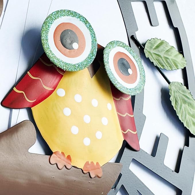 Rustic Metal Hand-Painted Owls Wreath Wall Art Decor Front Door Wreaths Garden Shop Welcome Sign Door Hanger Indoor Outdoor Decoration