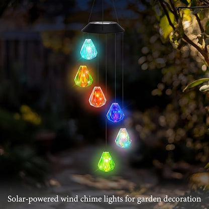 VIHOSE Solar Wind Chimes Lights Outdoor, Color Changing Hanging Solar Wind Chime, Laser Ball Mobile LED Lights for Outside Garden Yard Patio Decor, Waterproof