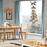 Horse Wind Chimes Decor - 35 Inch Pure Hand-Made Metal Musical Wind Bells with 4 Aluminum Tubes 6 Bells 7 Horses Mobile Wind Catcher Romantic Wind Chime for Home, Festival, Indoor/Outdoor Decoration