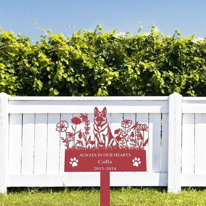 Personalized Flora Dog Memorial Garden Stake - Custom Cemetery Sign with Grave Plaque - Pet Headstone Marker Engraved Sympathy Sign