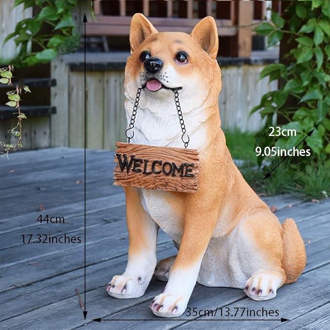 Garden Statues Outdoor Decor Balcony Figurine Outdoor Statues Courtyard Resin Decoration Outdoor Garden Simulation Animal Statue Living Room Corridor Dog Sculpture(35 * 23 * 44cm)