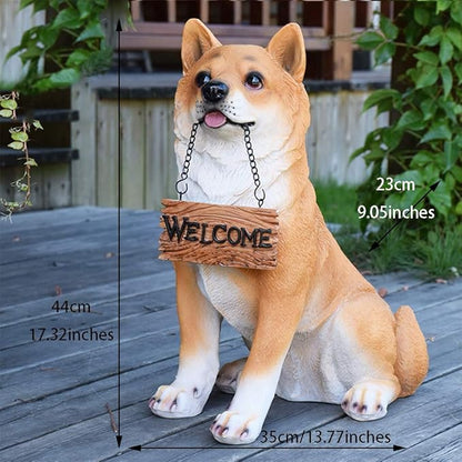 Garden Statues Outdoor Decor Balcony Figurine Outdoor Statues Courtyard Resin Decoration Outdoor Garden Simulation Animal Statue Living Room Corridor Dog Sculpture(35 * 23 * 44cm)