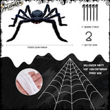 Spider Webs Halloween Decorations Outdoor - 200'' Triangular Spider Web + 49'' Giant Fake Spiders for Indoor Outdoor Halloween Decor Haunted House Décor Yard Home Garden Party