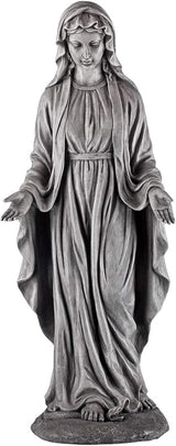 John Timberland Virgin Mary Statue Sculpture Catholic Religious Holy Decor Outdoor Garden Front Porch Patio Yard Outside Home Balcony House Exterior Backyard Gray Stone Finish Ceramic 29" Tall