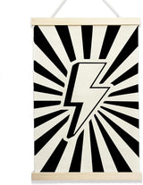 NQDWX Black Lightning Wood Poster Hanger - 12x17 Inch Dark Lightning Bolt Wall Decor, Edgy Teen Boy Room Decor, Punk Rock Music Banner with Rustic Wood Frame. (128)