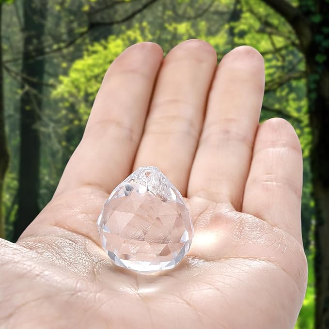 48 Pcs Clear Crystal Ball Prism 20mm Chandeliers Prism Sun Shine Catcher Christmas Crystal Ornaments Rainbow Pendants Maker, Crystals Ball for Window Hanging, Garden Decor, and Gift Making