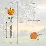 MUMTOP Wind Chimes for Outside Clearance - Garden Wind Chimes with Flower Wind Spinner, 33 Inch Deep Tone Metal Memorial Sympathy Windchimes for Patio Outdoor Porch Yard Decor Gifts(Orange)