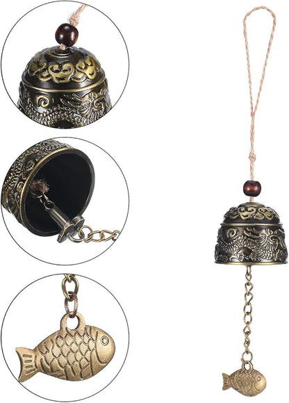 Chuangdi 2 Pcs Fengshui Bell Vintage Dragon Bell Fengshui Wind Chimes Good Luck Hanging Supplies for Home Garden Good Luck Blessing Patio Yard Indoor Outdoor Front Door Decorations(Dragon)