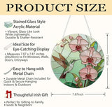 Hummingbird Flower Botanical Suncatcher for Windows Hanging, Beautiful Window Door Decoration, Home Garden Decors, Birds Lover Gift, Mother's Day Christmas Festival Gift for Women Men
