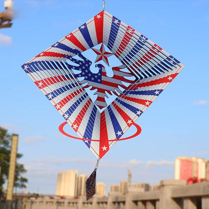 American Eagle Flag Metal Wind Spinners Outdoor, Stainless Steel Wind Sculptures Spinner Hanging Garden Decoration, United States Flag Craft Spinner Patio Decor Yard Ornaments Art Gift