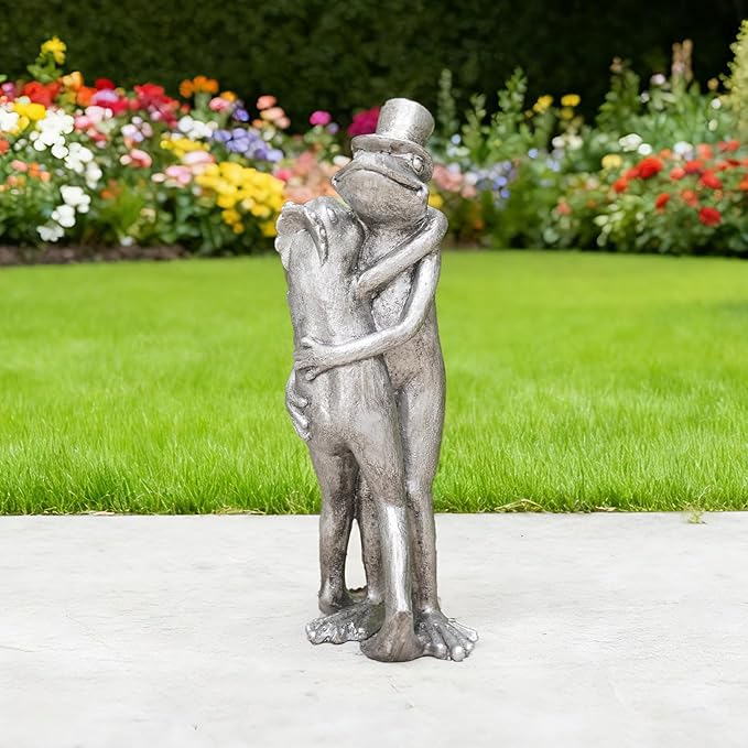 Frog Garden Decor Gifts for Women - Resin Decorative Sculpture Patina Dancing Home Statue with Bowler Hat Unique Animal Tabletop Shelf Decoration for Garden 4.2 * 2.9 * 8.5 inch