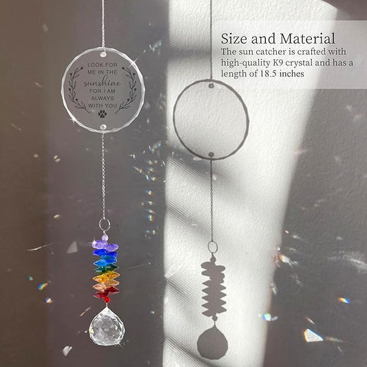 Pet Memorial Suncatcher Look for me in The Sunshine - Dog Memorial Gifts - Pet Loss - Thoughtful Dogs and Cats Remembrance - Pet Sympathy - Crystal Bereavement Gift