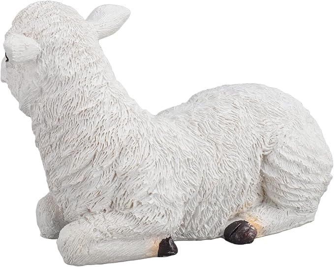 Jerliflyer Lamb Garden Statue,Sheep Hand Made Lifelike Garden Sculpture for Indoor Outdoor Decoration (Medium Lying Position)