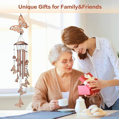 Butterfly Wind Chimes Outdoor Butterfly Gifts for Women/Men/Mom/Grandma/Wife Birthday Gifts Memorial Gift Metal WindChimes for Outside/Indoors, Home, Lawn, Porch, Patio, Garden Decor, Yard Decorations