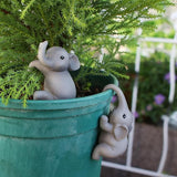 Set of 2 Climbing Elephant Figure Plant Pot Hanger, Turtle Flower Pot Hugger, Resin Tortoise Statue, Funny Pot Huggers for Planters, Cute Flower Pot Hugger, Garden Fence Balcony Patio Yard (ELEPHANT)