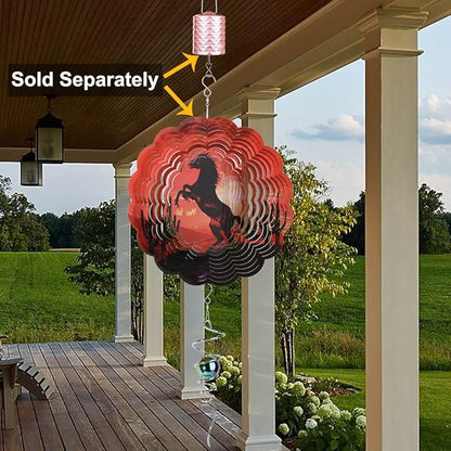 Gazing Ball Spiral Tail Wind Spinner, 13 Inch Stainless Steel with Hanging Swivel Hook, Colorful Metal Orb Creates Captivating Visual Illusion Spinning, Indoor Outdoor Decor for Garden Yard Patio Gift