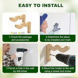 Upriver 2 Pack Wavy Wooden Plant Hangers, Plant Wall Bracket for Indoor Outdoor, Natural Hanging Plant Hooks for Wind Chimes Flower Brackets Bird Feeders Patio Garden Decoration